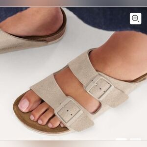 Size 36 Birkenstock Arizona Suede Sandal - Light Taupe